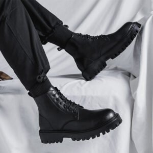 Martens, high shoes English style for leather shoes, boots for black leather, internet celebrity, British style