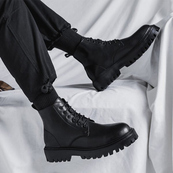 Martens, high shoes English style for leather shoes, boots for black leather, internet celebrity, British style