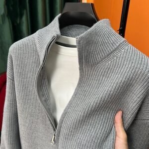 Men's cardigan solid color zipper sweater