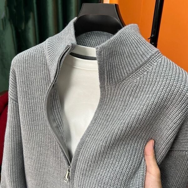 Men's cardigan solid color zipper sweater